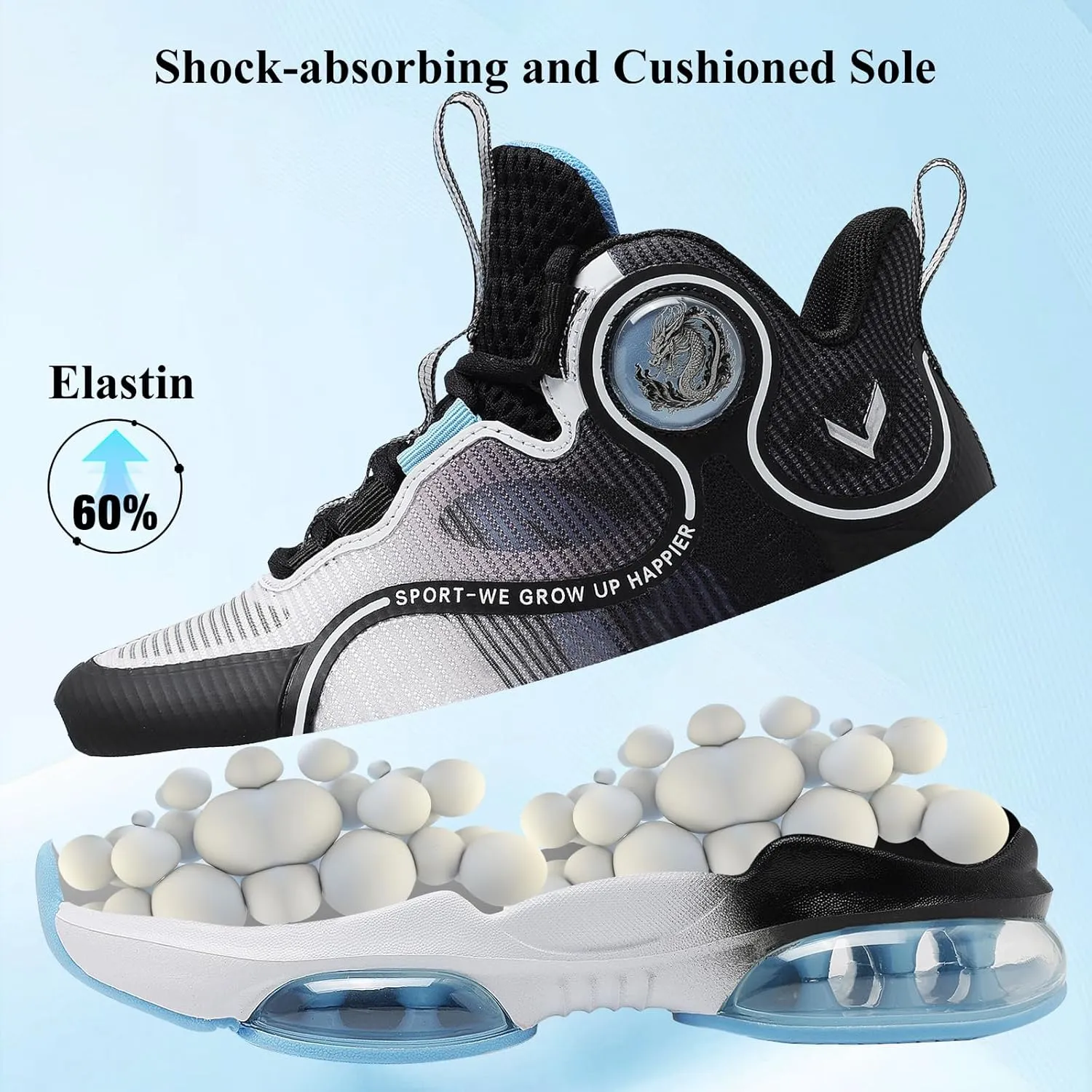 VITUOFLY Kids Basketball Shoes Boys Air Cushion Sneakers Girls Mid Top School Hoops Shoes Non-Slip Outdoor Sports Running Gym Comfortable Durable Little Kid/Big Kid