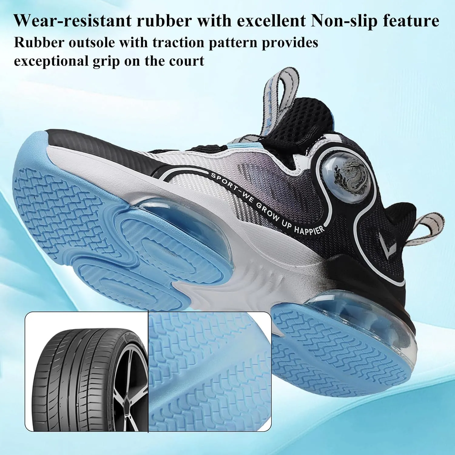 VITUOFLY Kids Basketball Shoes Boys Air Cushion Sneakers Girls Mid Top School Hoops Shoes Non-Slip Outdoor Sports Running Gym Comfortable Durable Little Kid/Big Kid