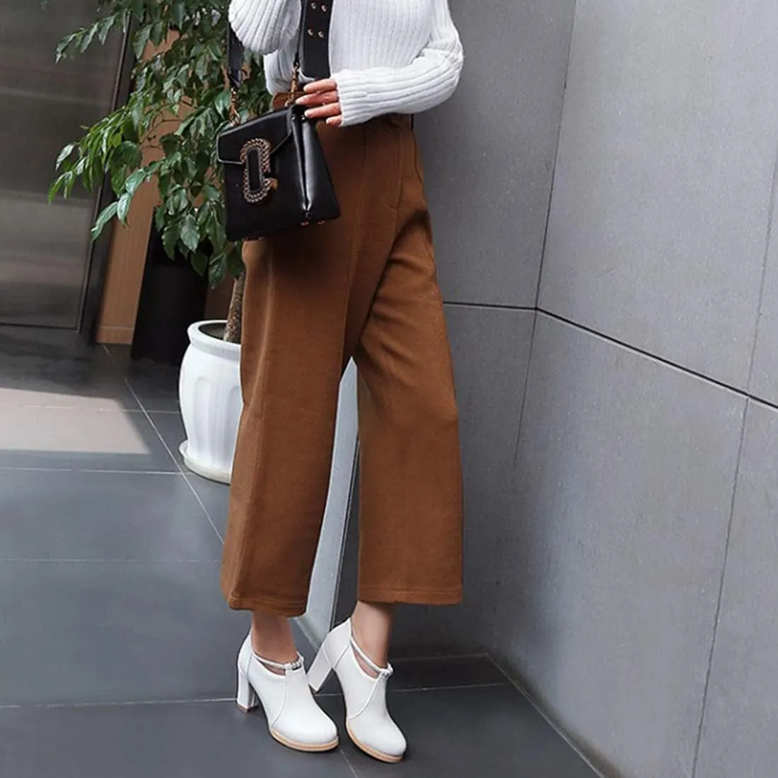 VOKLIN Women's Round Toe Dressy Ankle Booties Leather Pump Oxford Shoes Chunky Block High Heels Short Boots