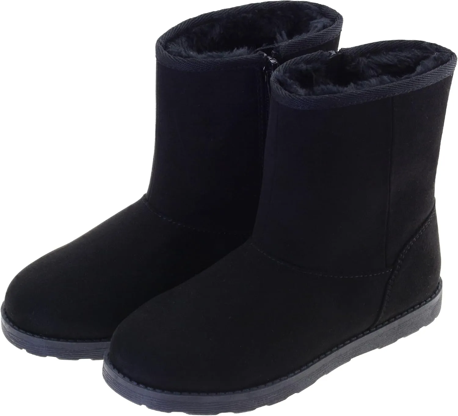 Vonair Girls Warm Winter Snow Boots for Little/Big Kids Fuzzy Faux Fur Lining Bootie Shoes with Zipper