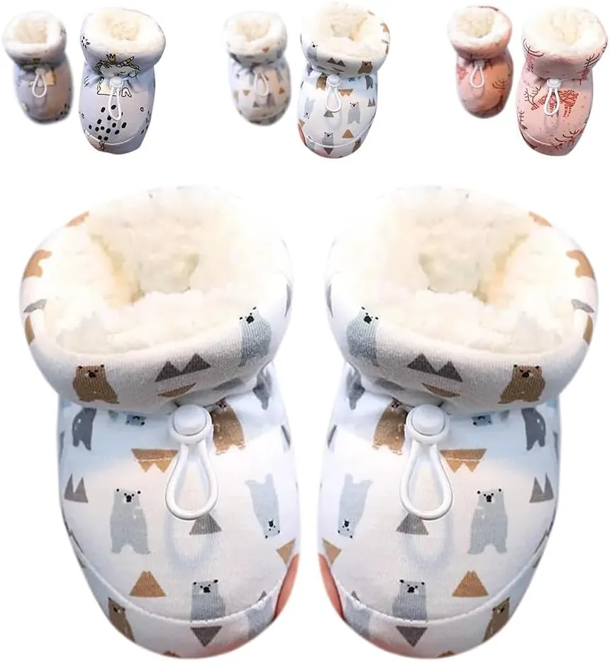 Warm Fur Baby Boots, 2025 New Warm Fur Baby Winter Booties with Drawstring, Upgrade Baby Winter Snow Boots for Infant Baby Winter