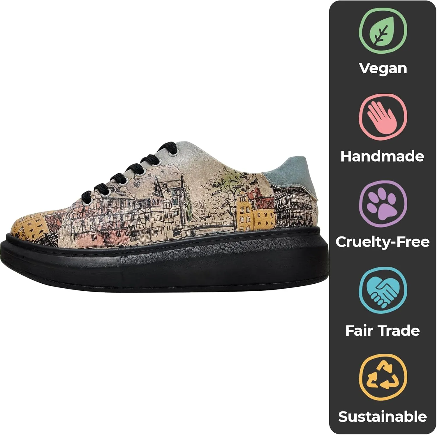 Wedge Platform Sneakers for Women - Handmade Vegan Leather, Unique Chunky Sneakers