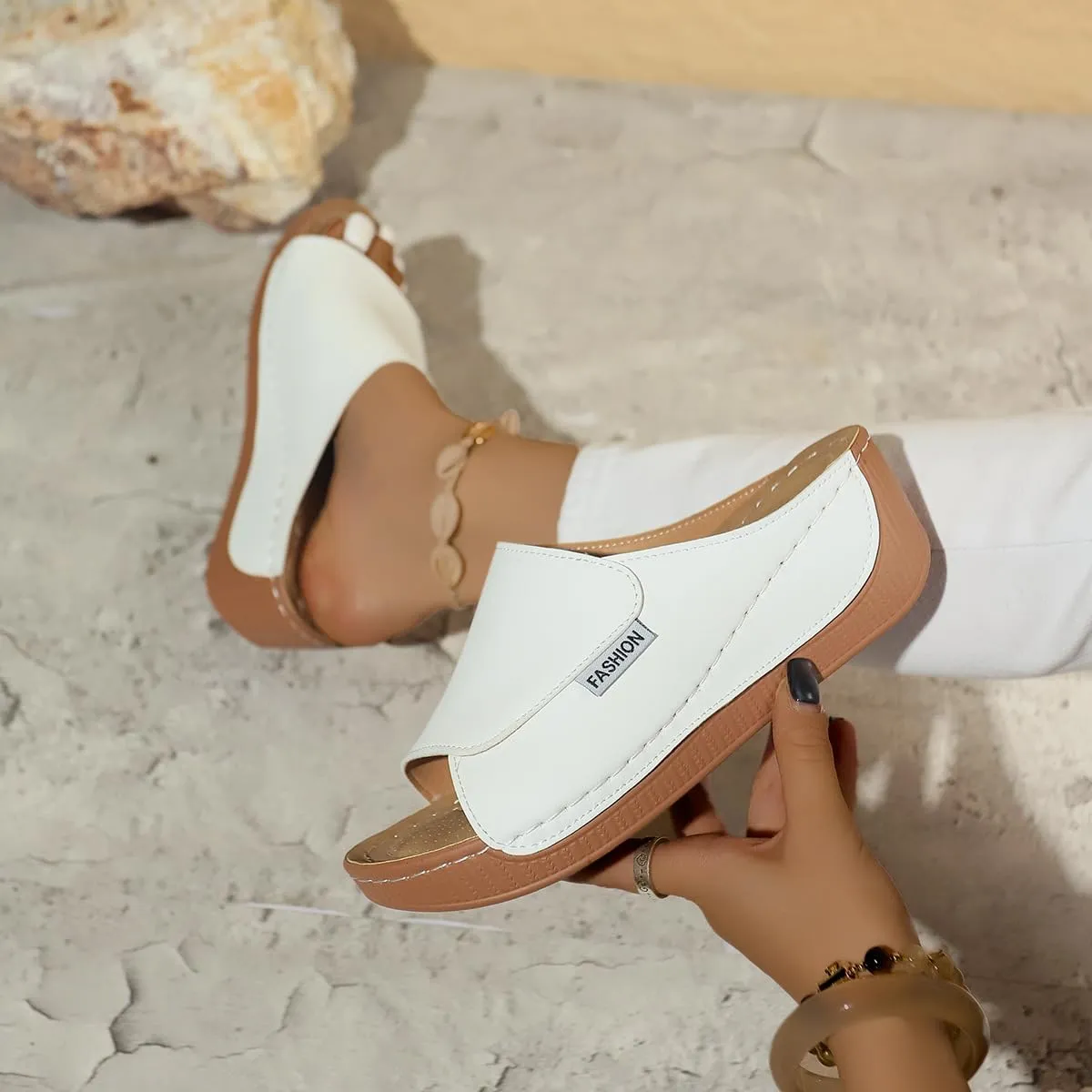 Wedge Sandals for Women Arch Support Platform Slides 2025 Slip on Casual Open Toe Wide Band Walking Shoe