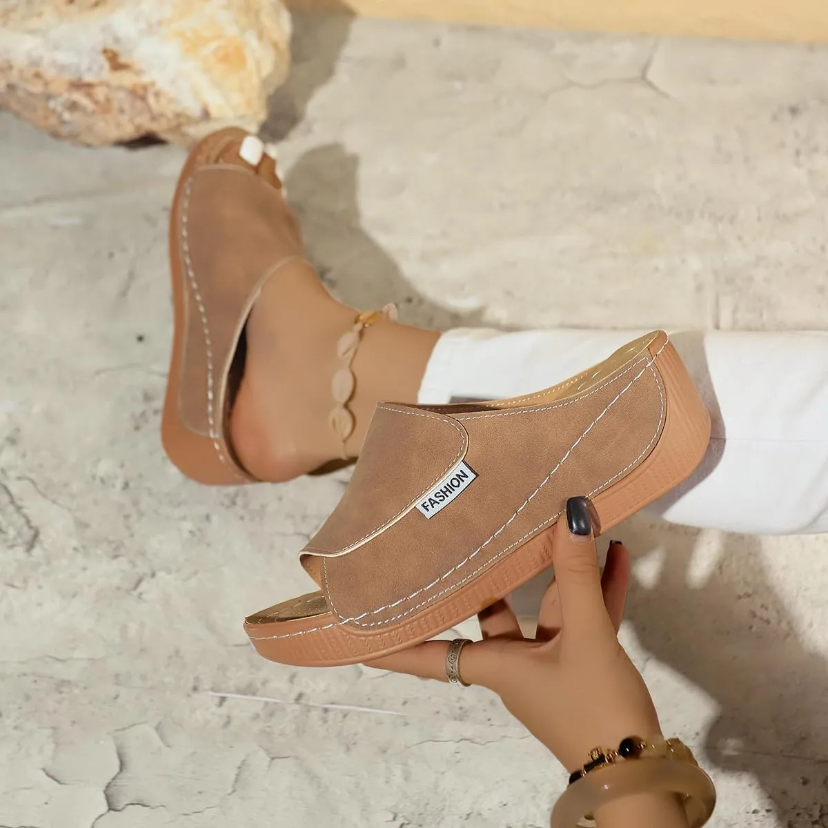 Wedge Sandals for Women Arch Support Platform Slides 2025 Slip on Casual Open Toe Wide Band Walking Shoe