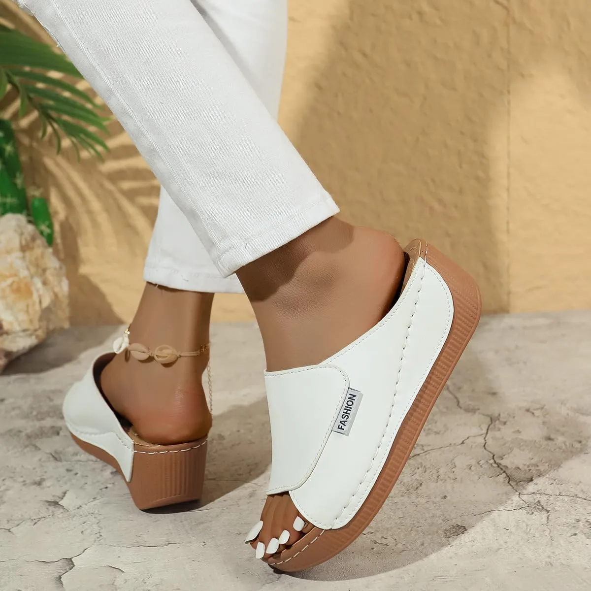 Wedge Sandals for Women Arch Support Platform Slides 2025 Slip on Casual Open Toe Wide Band Walking Shoe