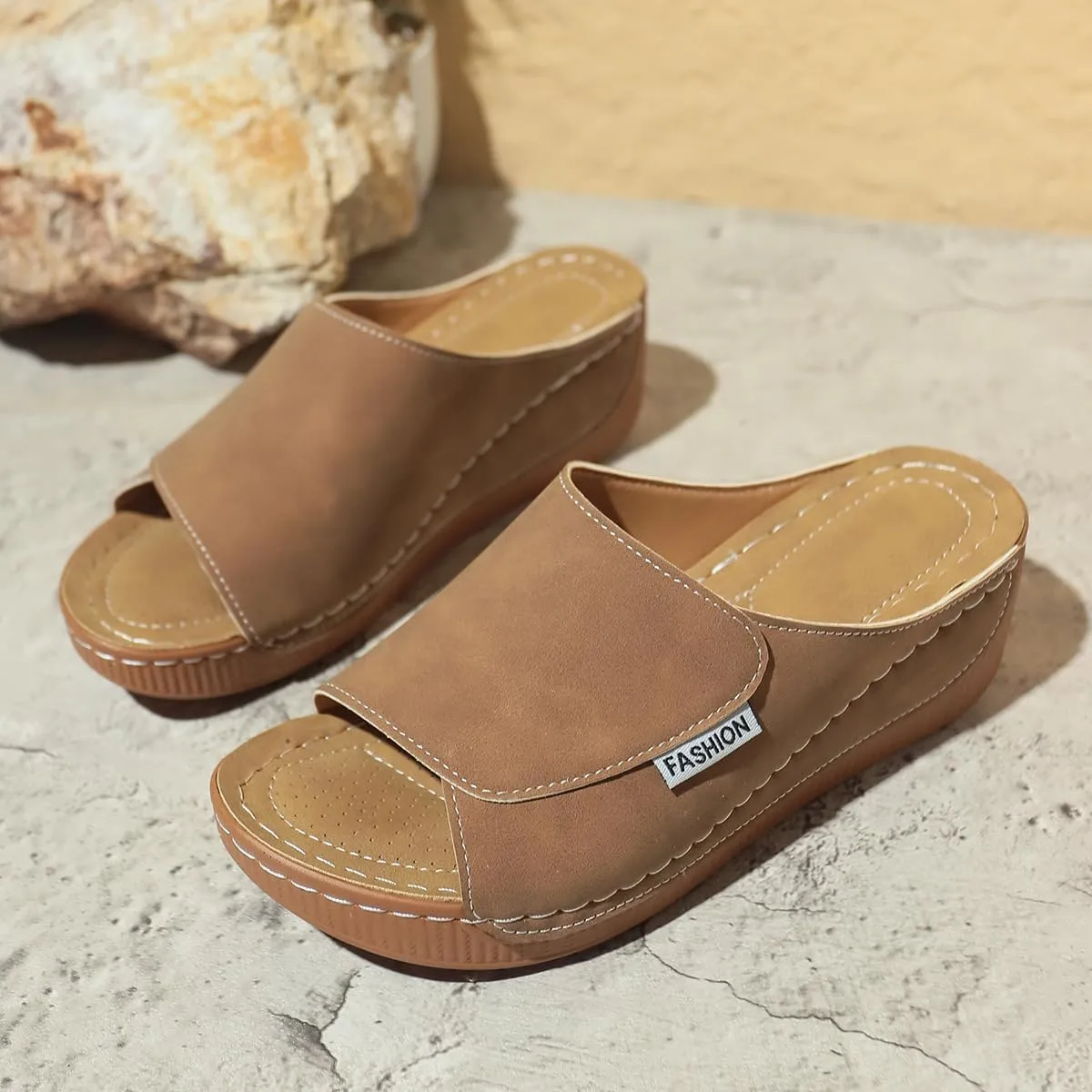 Wedge Sandals for Women Arch Support Platform Slides 2025 Slip on Casual Open Toe Wide Band Walking Shoe