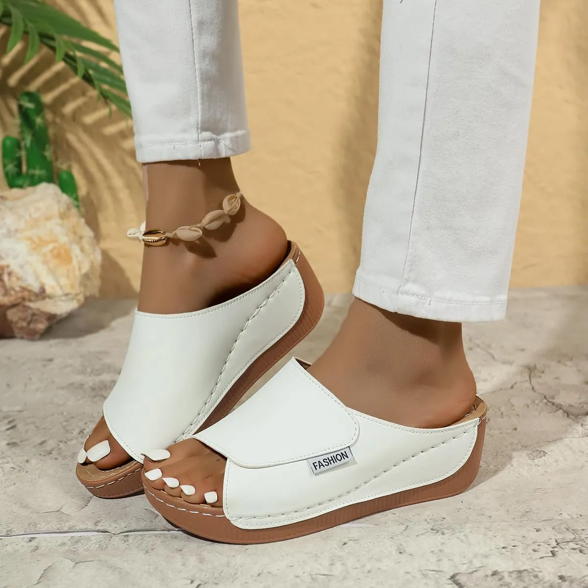 Wedge Sandals for Women Arch Support Platform Slides 2025 Slip on Casual Open Toe Wide Band Walking Shoe