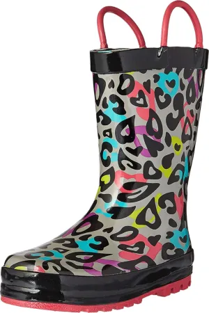 Western Chief Girls Printed Rain Boot, Groovy Leopard, 5 M US Toddler