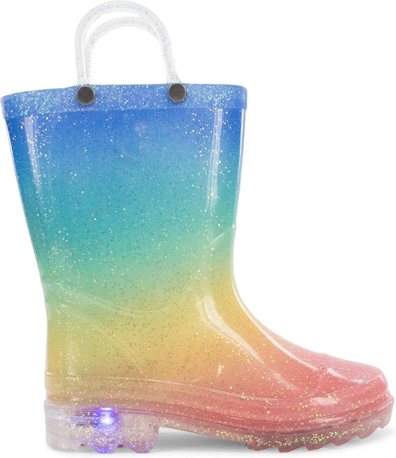 Western Chief Kids Waterproof Light Up Rain Boots With Handles for Easy On and Off for Boys and Girls