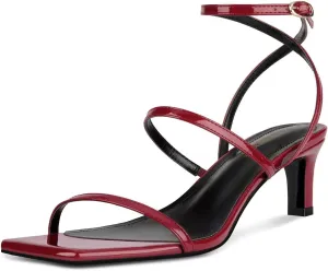 wetkiss Low Heel Kitten Strappy Heels for Women with Square Toe Ankle Strap Heeled Sandals for Dress Wedding Party Club Date Work