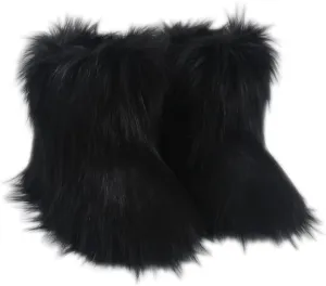 Wild Diva Melanie-21 Women's Faux Fur Fluffy Short Snow Mid-Calf Boots Warm Comfortable Outdoor Furry Shoes