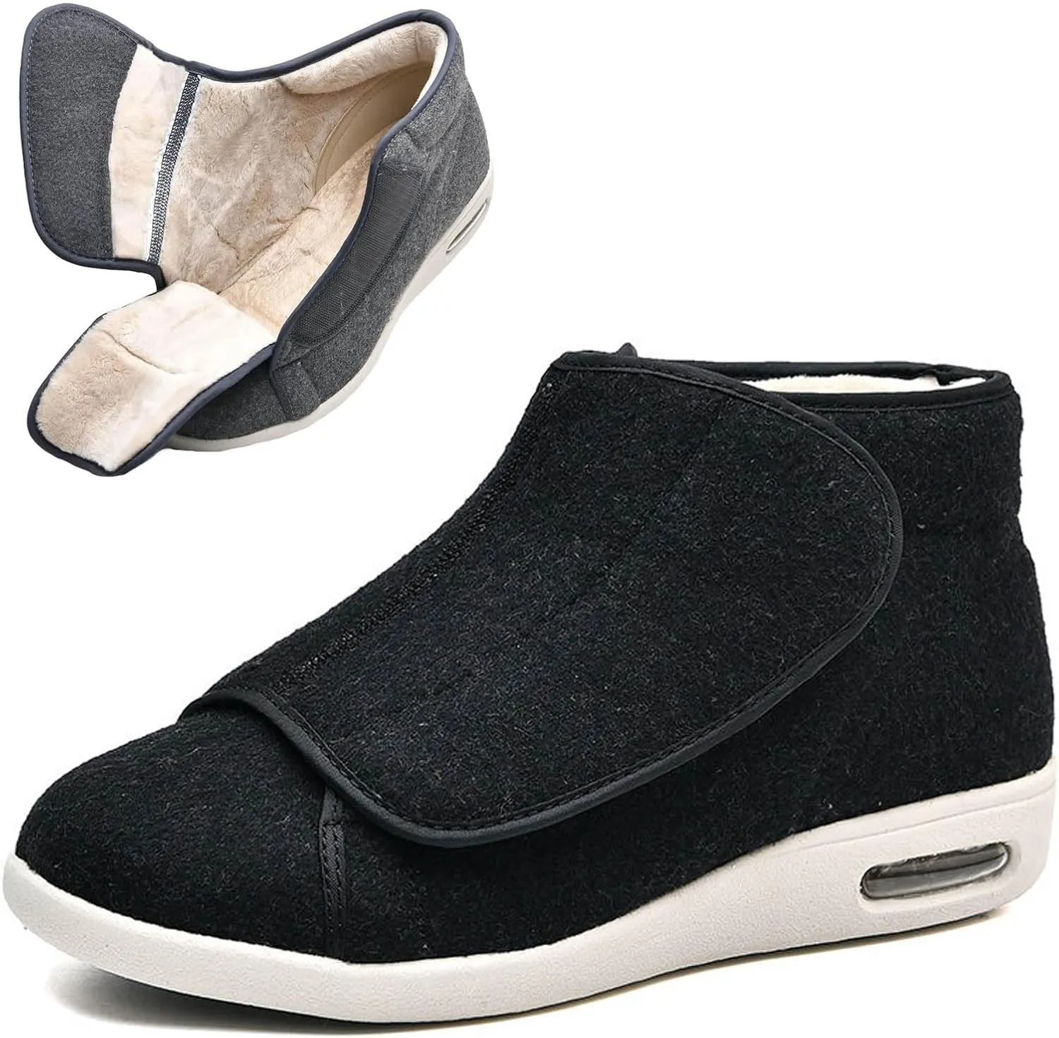 Winter Warm Fuzzy Memory Foam House Shoes Extra Wide Shoes Swollen Feet Diabetic Edema Boots Slippers Indoor Outdoor Sandals Unisex