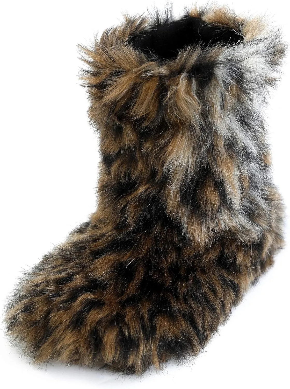 Winter Warm Women's Faux Fur Bootie Slippers Fuzzy Comfy Plush Boots Anti-Slip Indoor House Shoes