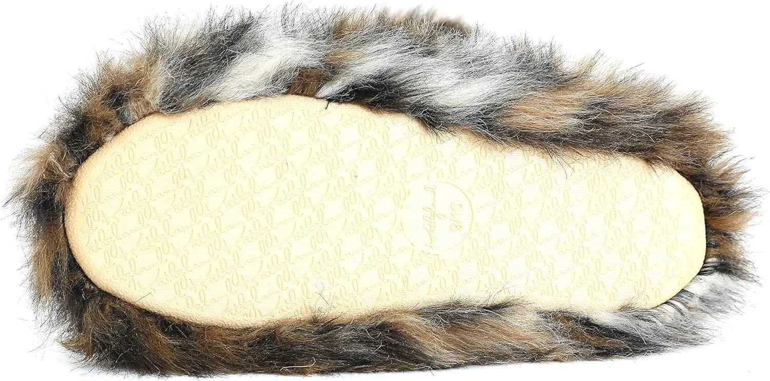 Winter Warm Women's Faux Fur Bootie Slippers Fuzzy Comfy Plush Boots Anti-Slip Indoor House Shoes