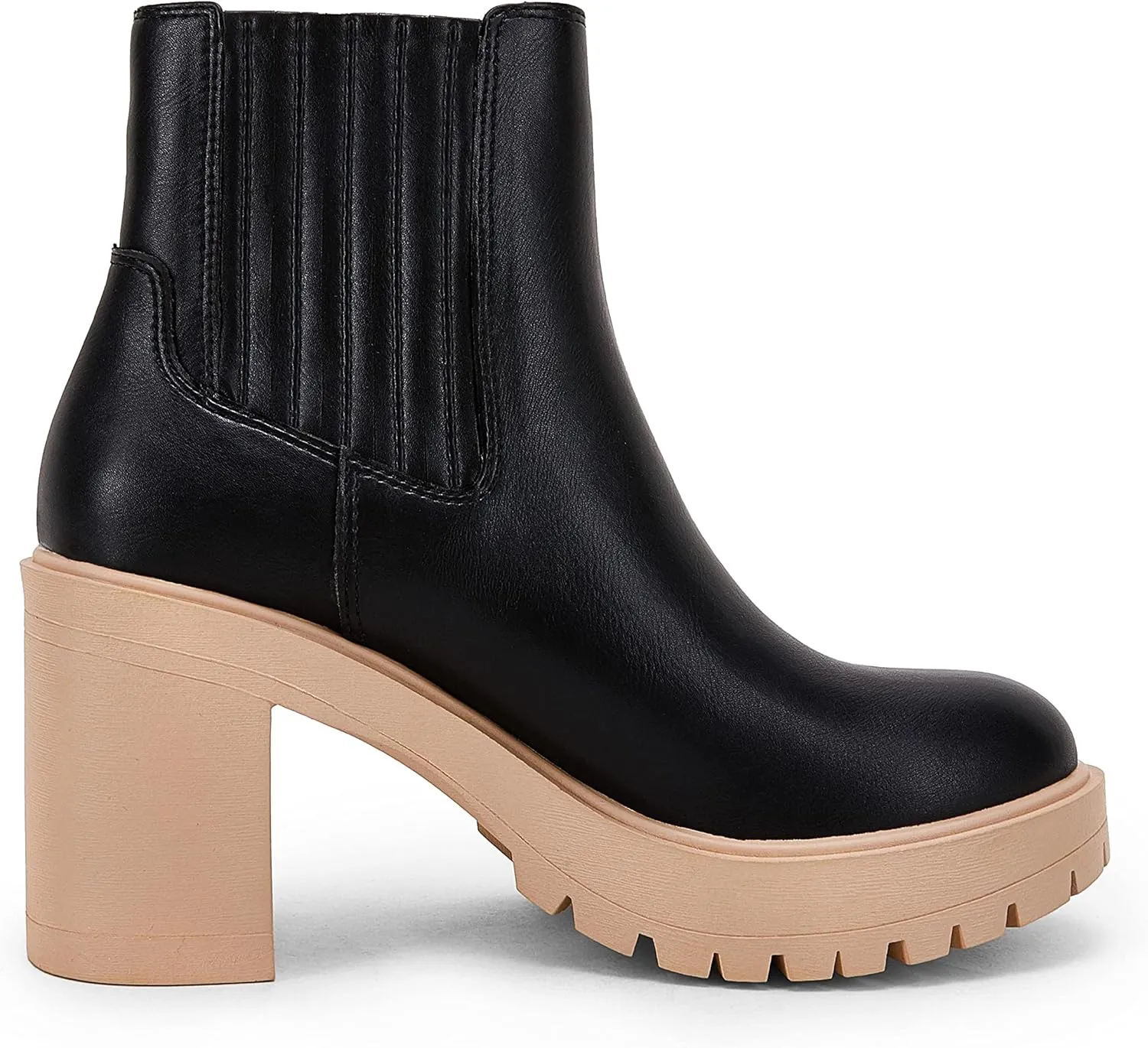 Womems Platform Lug Sole Ankle Boots Chunky Block Heel Seam Booties Combat Cozy Round Toe Chelsea Shoes