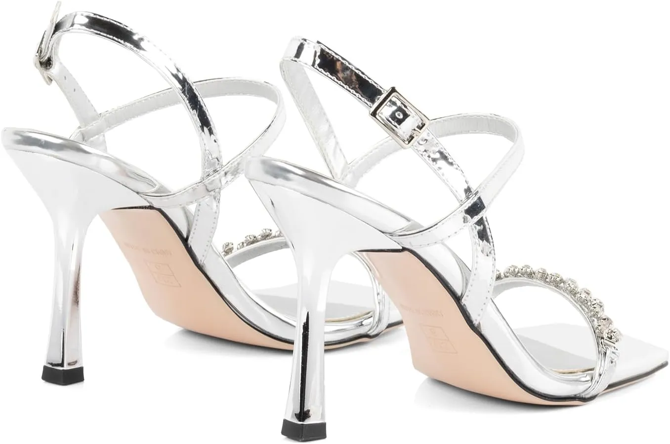 Women Black Heels with Square Open Toe Rhinestone Strappy Sandals Ankle Strap High Heeled Summer Shoes for Dressy Wedding Comfortable Pumps