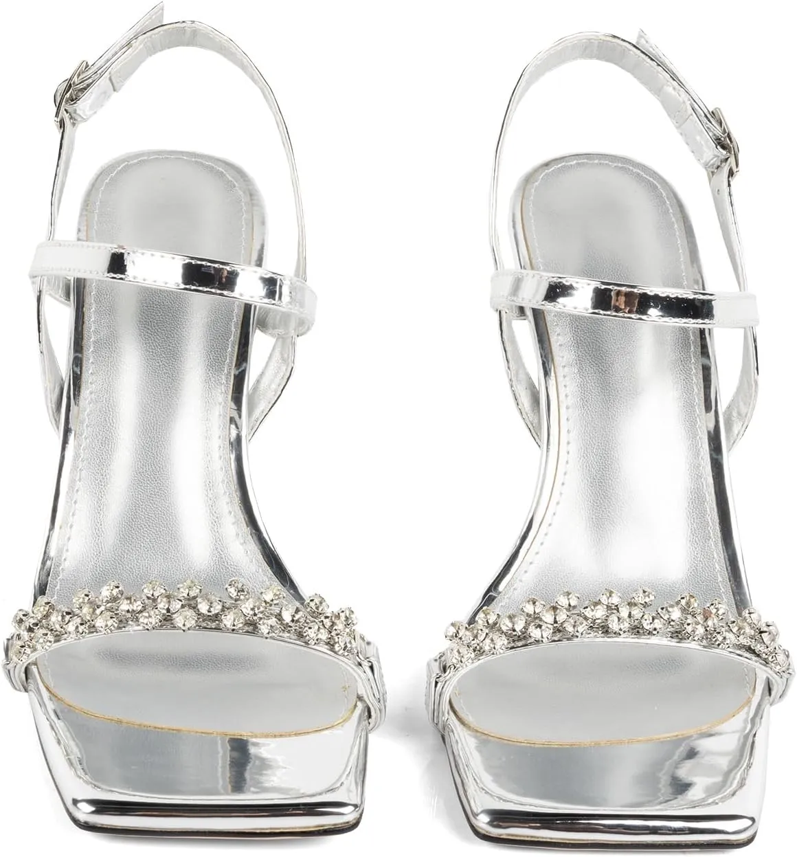 Women Black Heels with Square Open Toe Rhinestone Strappy Sandals Ankle Strap High Heeled Summer Shoes for Dressy Wedding Comfortable Pumps