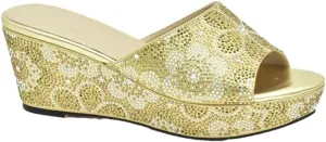 Women Elegant Crystal Appliques Slip-On Slingback Pumps with Round Toe and High Heel for Party