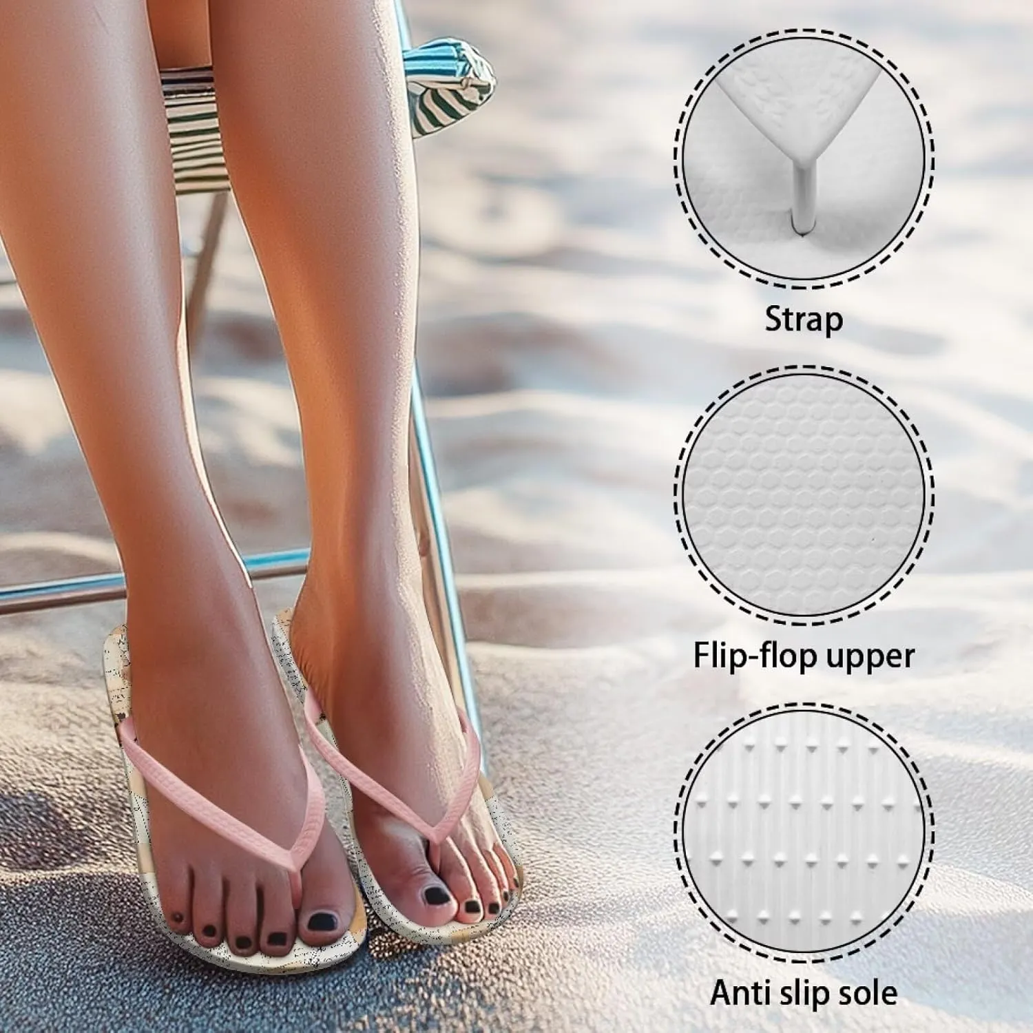 Women Flip Flops Comfortable and Lightweight Summer Walking Sandals for Home Leisure Fitness Yoga EVA Non-Slip Sole Pink Size 5-9