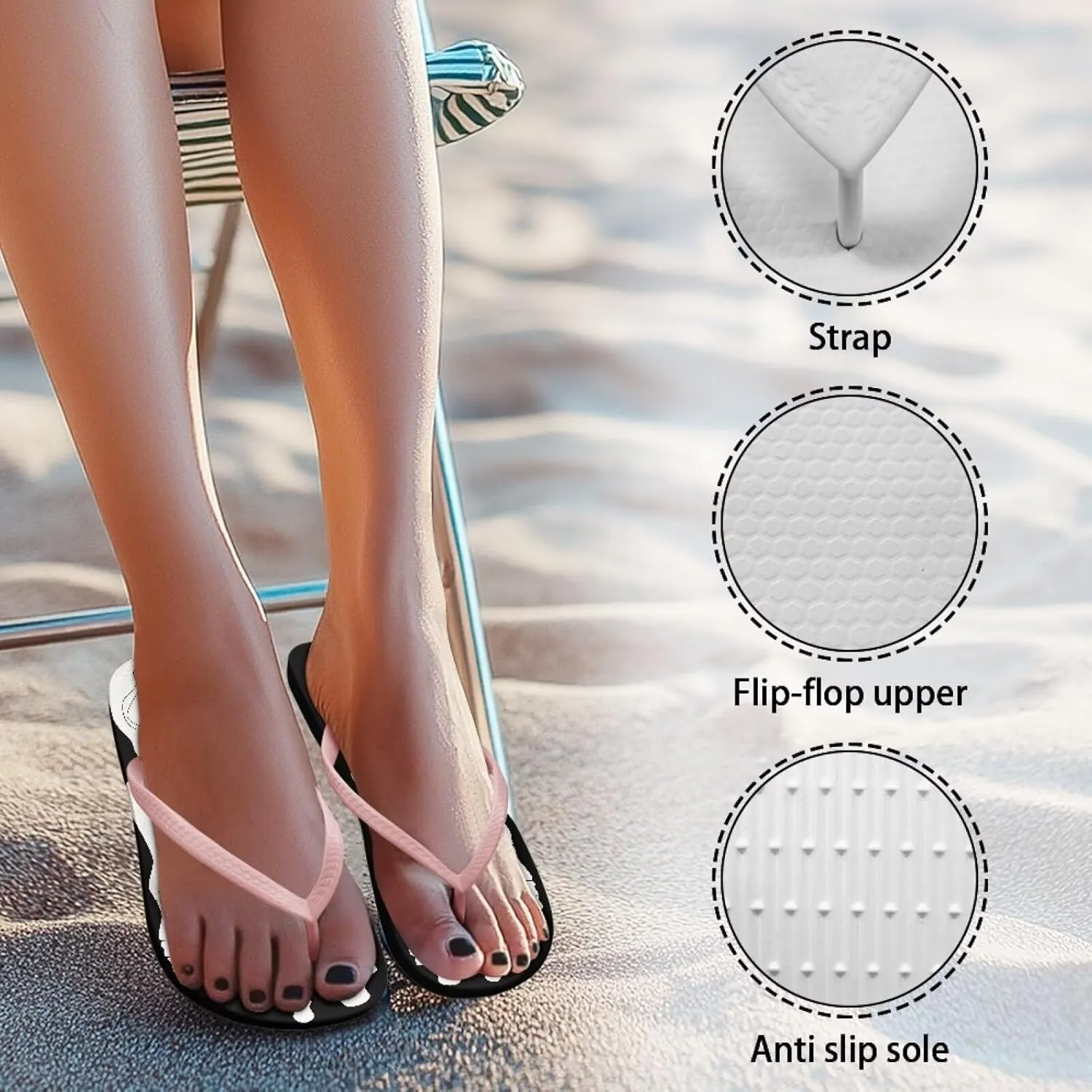 Women Flip Flops Lightweight Casual Flat Flop Soft Cushioning Soles Peep Toe EVA Anti-Slip Sandals for Home Beach Swimming Pool Pink Size 5-9