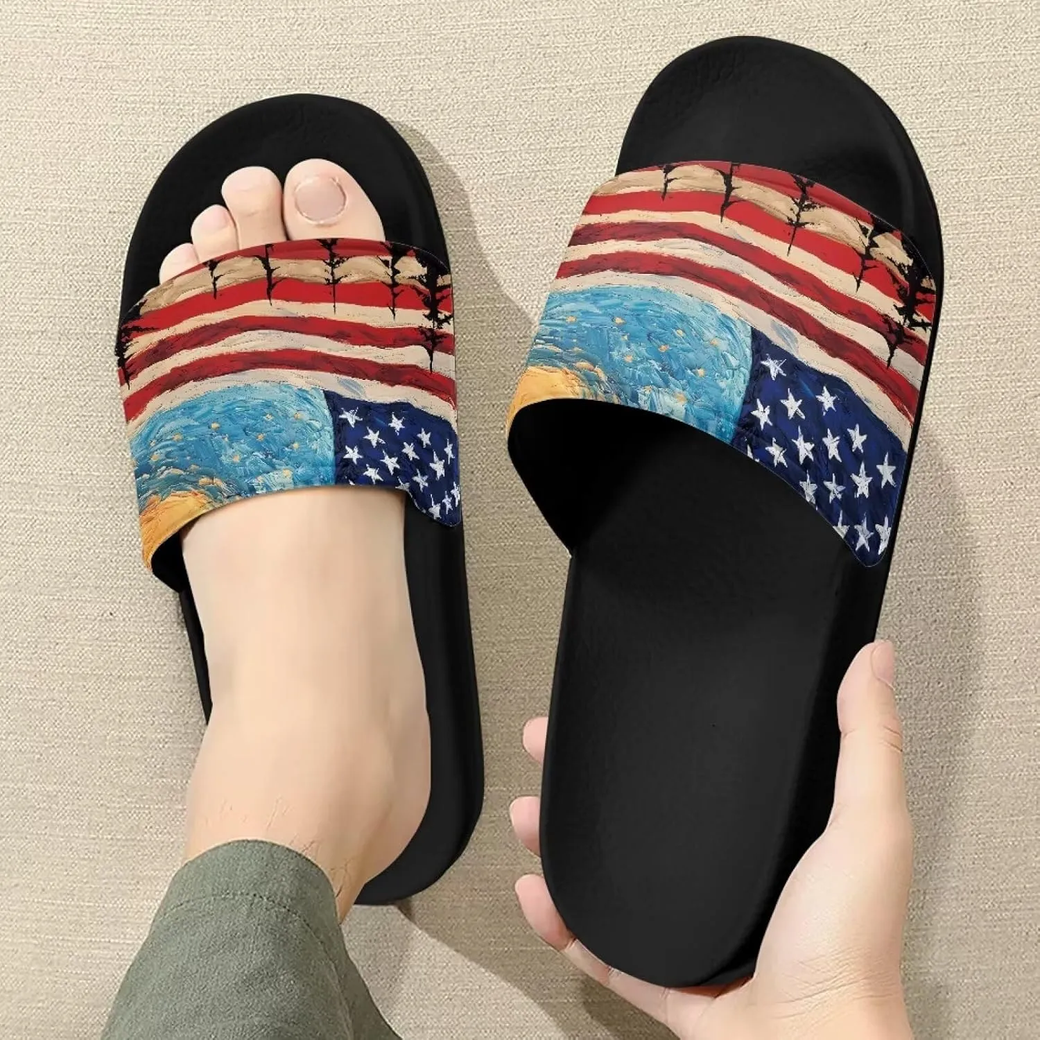 Women Ladies Casual Slides Sandals Summer Holiday Beach Non Skid Slippers Open Toe Shoes