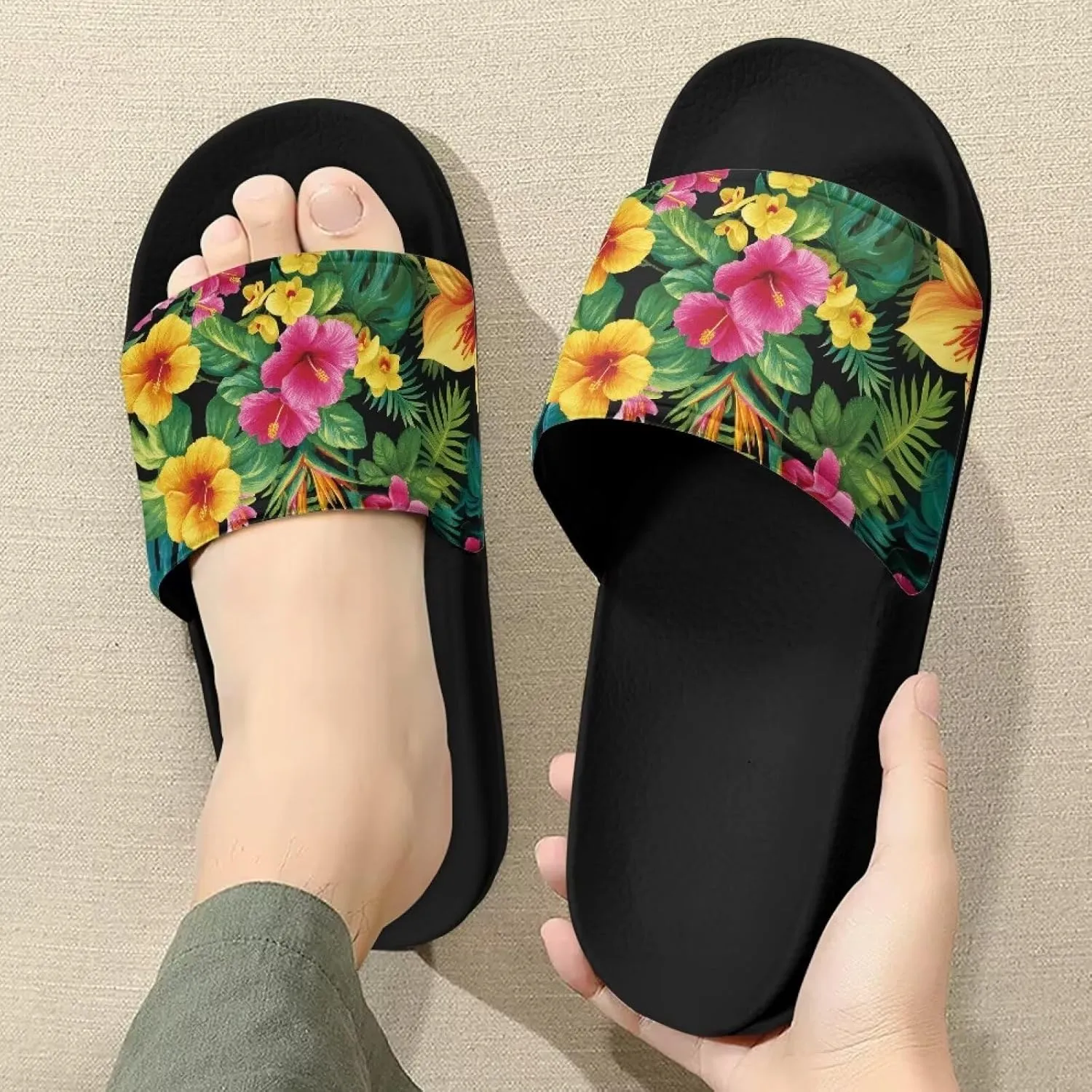 Women Ladies Casual Slides Sandals Summer Holiday Beach Non Skid Slippers Open Toe Shoes