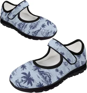 Women Mary Jane Sneaker Shoes Lightweight Casual Breathable Non Slip Flats with Magic Sticker