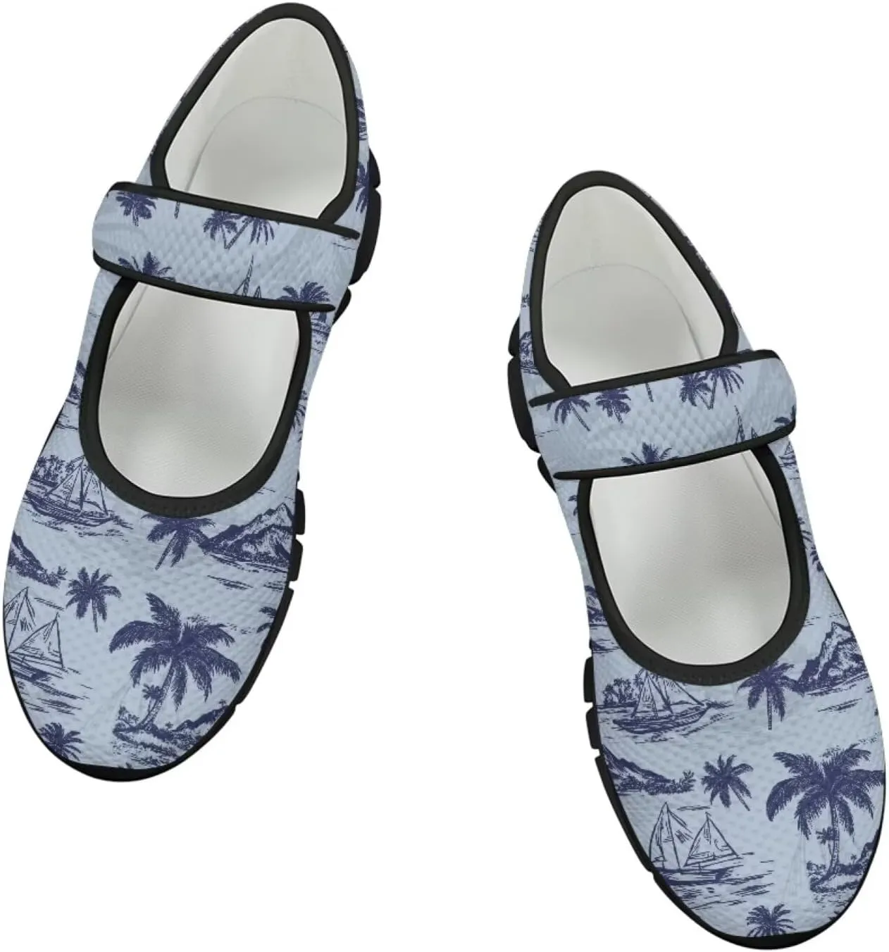 Women Mary Jane Sneaker Shoes Lightweight Casual Breathable Non Slip Flats with Magic Sticker