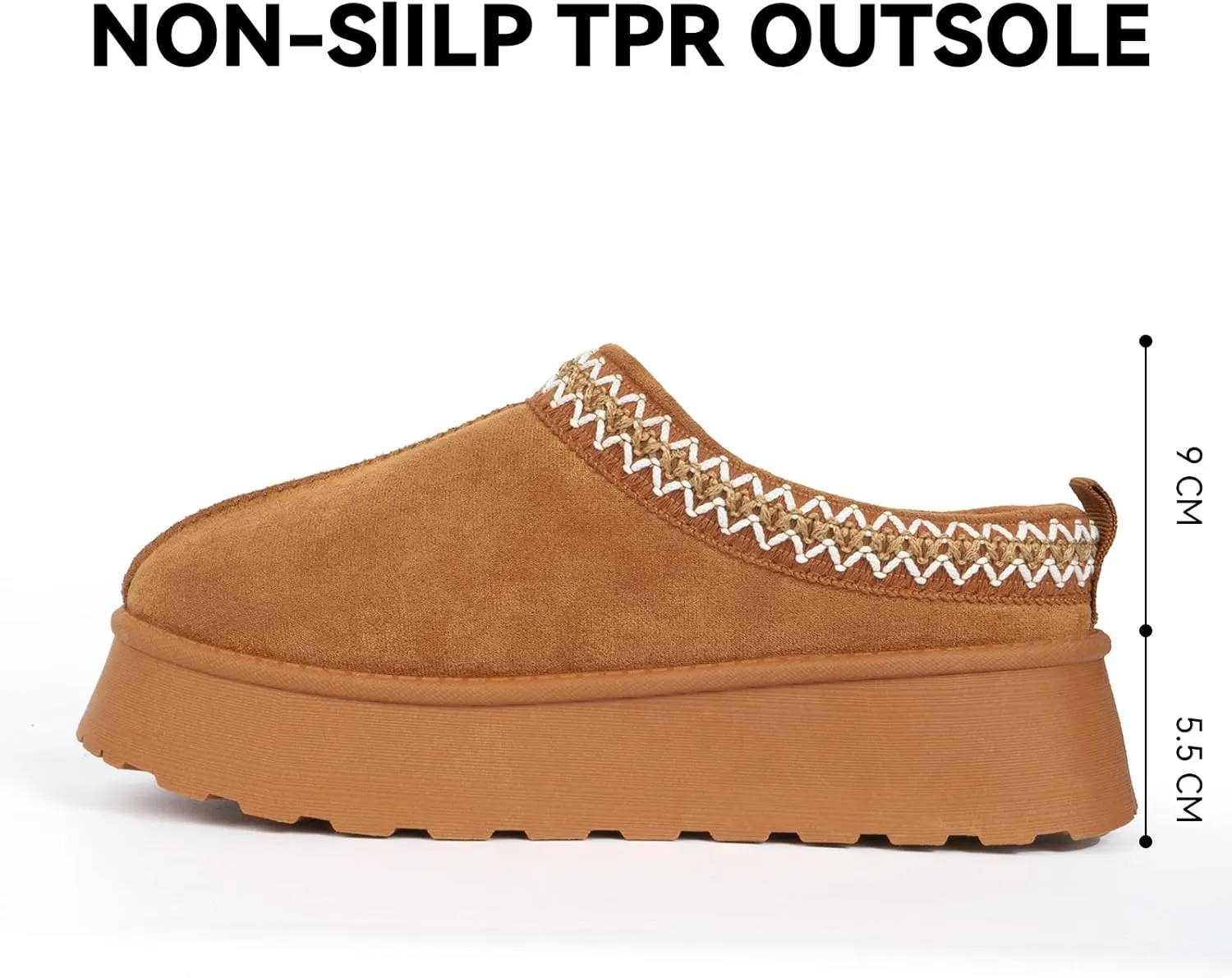 Women Platform Slippers Mini Boots Suede Leather Short Ankle Booties Fuzzy Slip on Shoes Snow Platform Slippers for Women Winter Outdoor Ethnic Style
