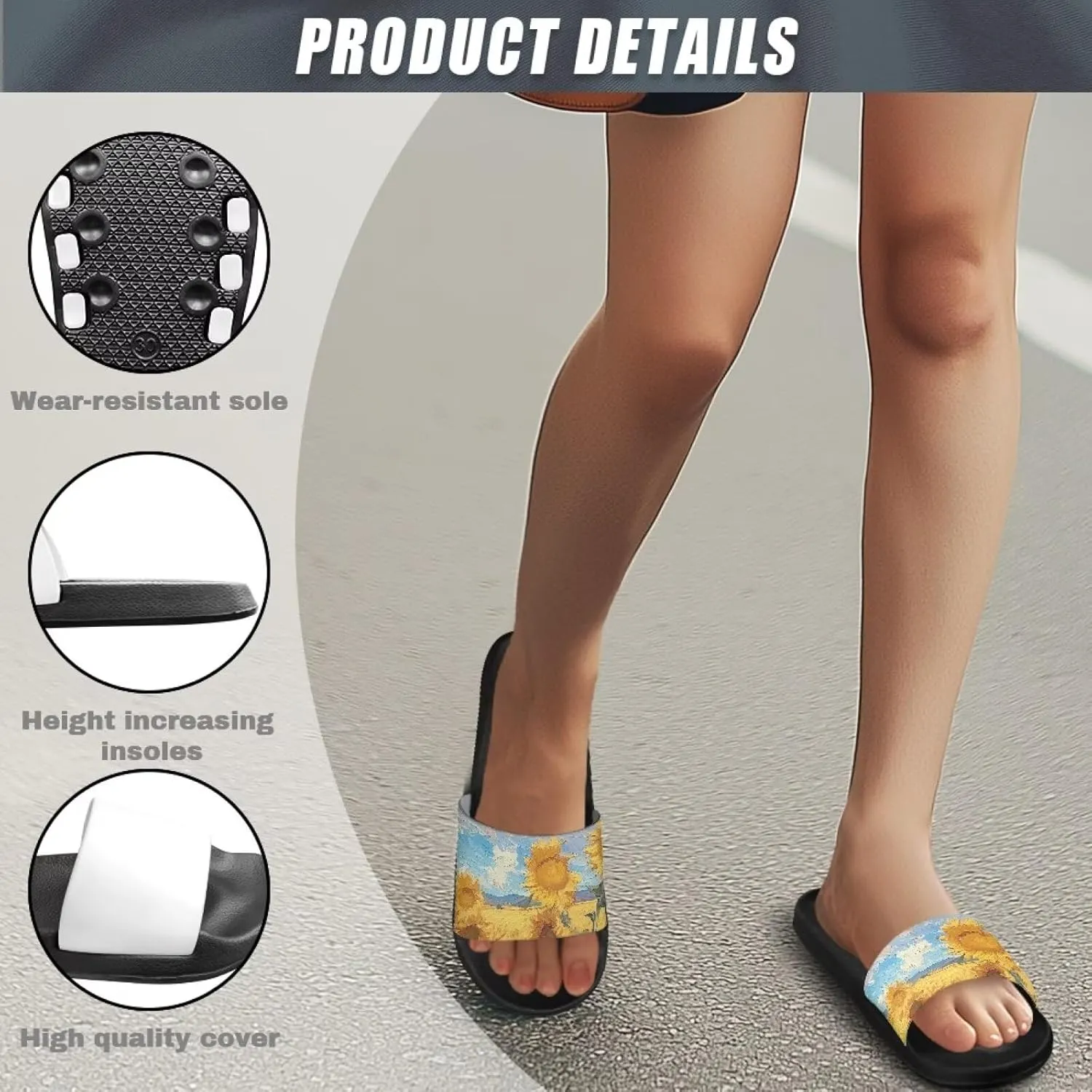 Women Slide Sandals Soft Lightweight Non-Slip Slip-on Slippers Open Toe Sandal Versatile and Fashionable Suitable for Daily Commuting Black Size 5-12.5