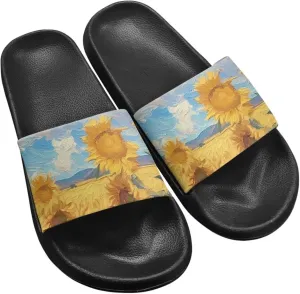 Women Slide Sandals Soft Lightweight Non-Slip Slip-on Slippers Open Toe Sandal Versatile and Fashionable Suitable for Daily Commuting Black Size 5-12.5