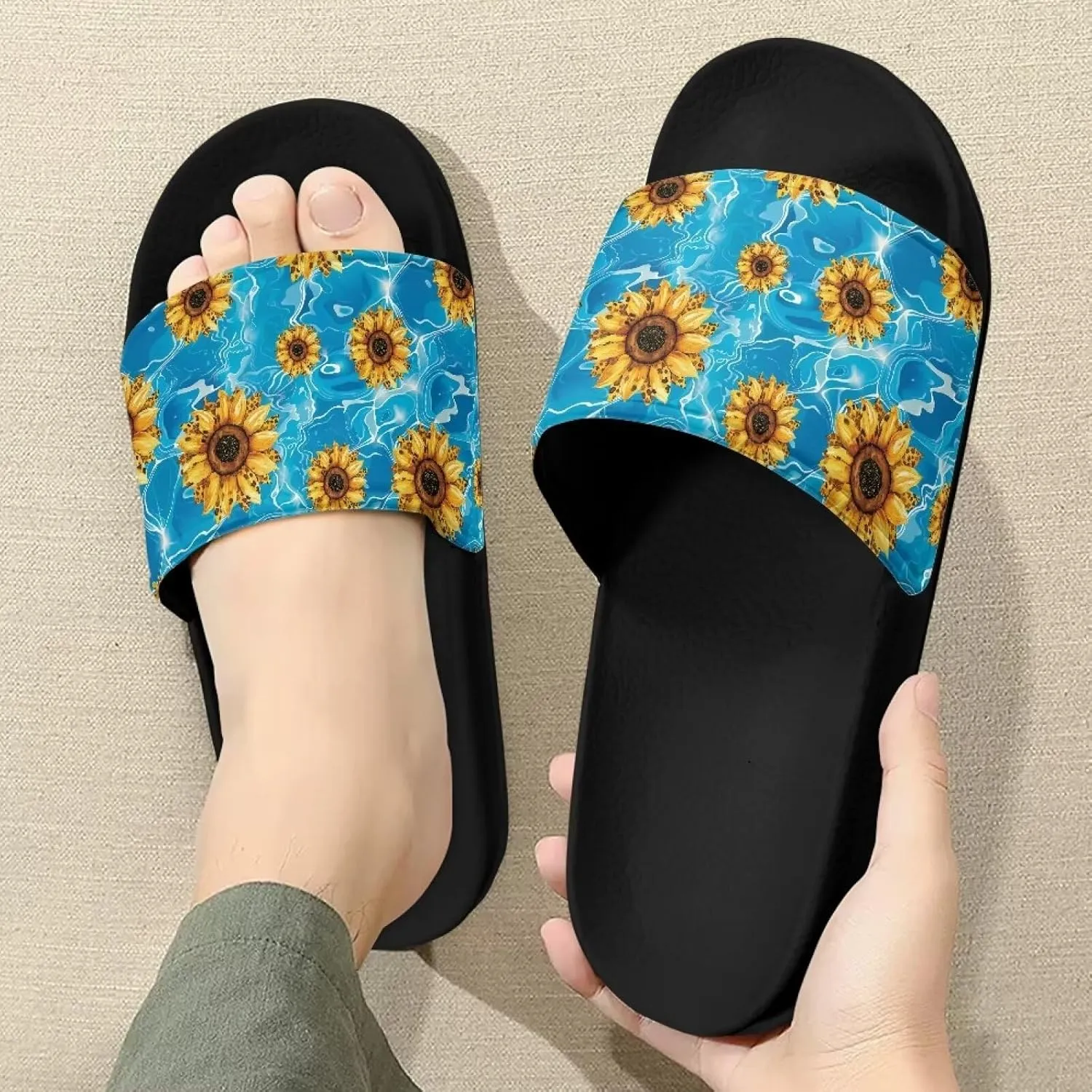 Women Slippers Slide Sandals Non-Slip Open Toe Sandal for Home Beach Casual Footwear