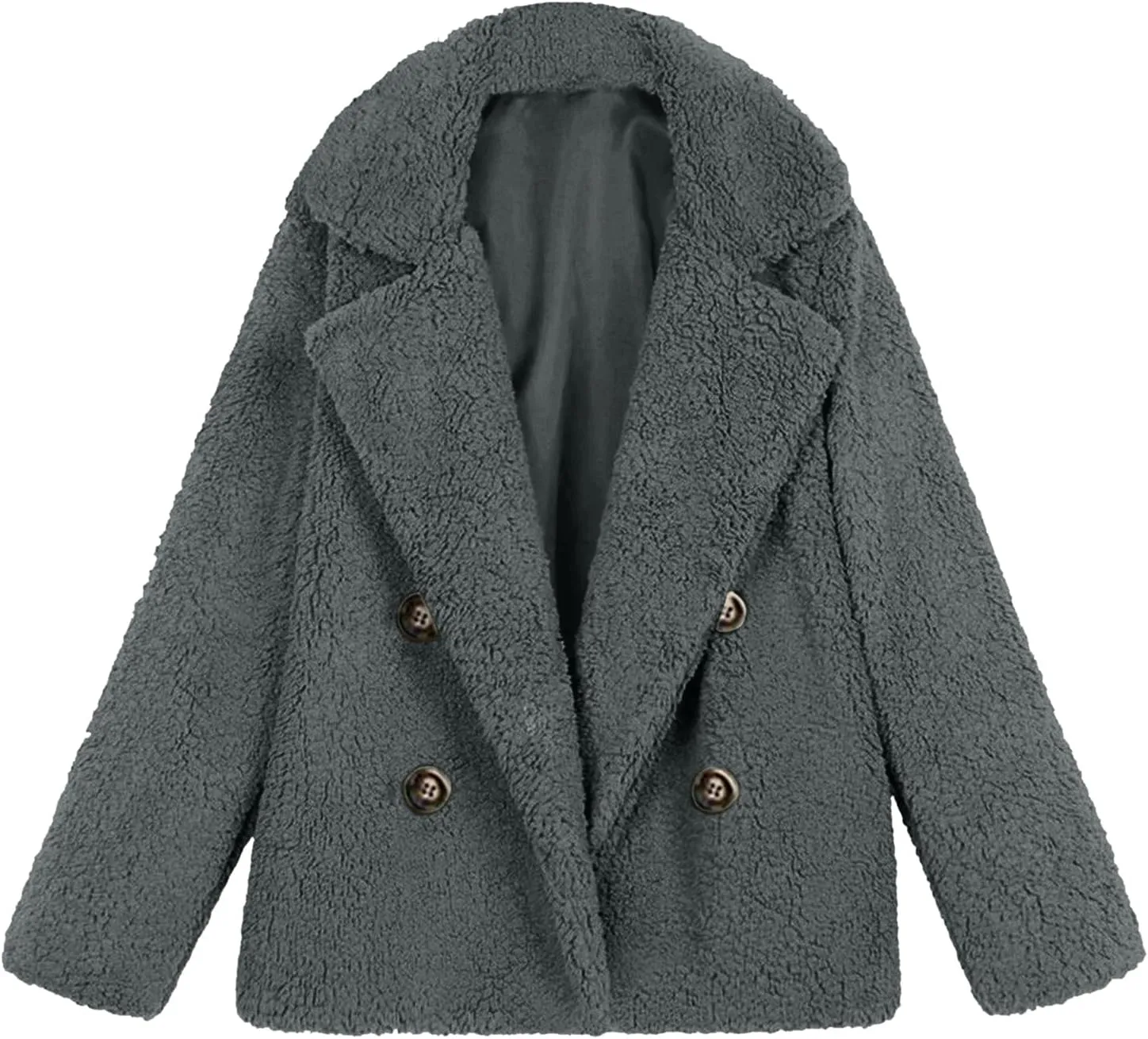 Women's 2024 Winter Faux Fur Coats Lapel Long Sleeve Fuzzy Fleece Outerwear Button Sherpa Trench Jackets Fall Outfits