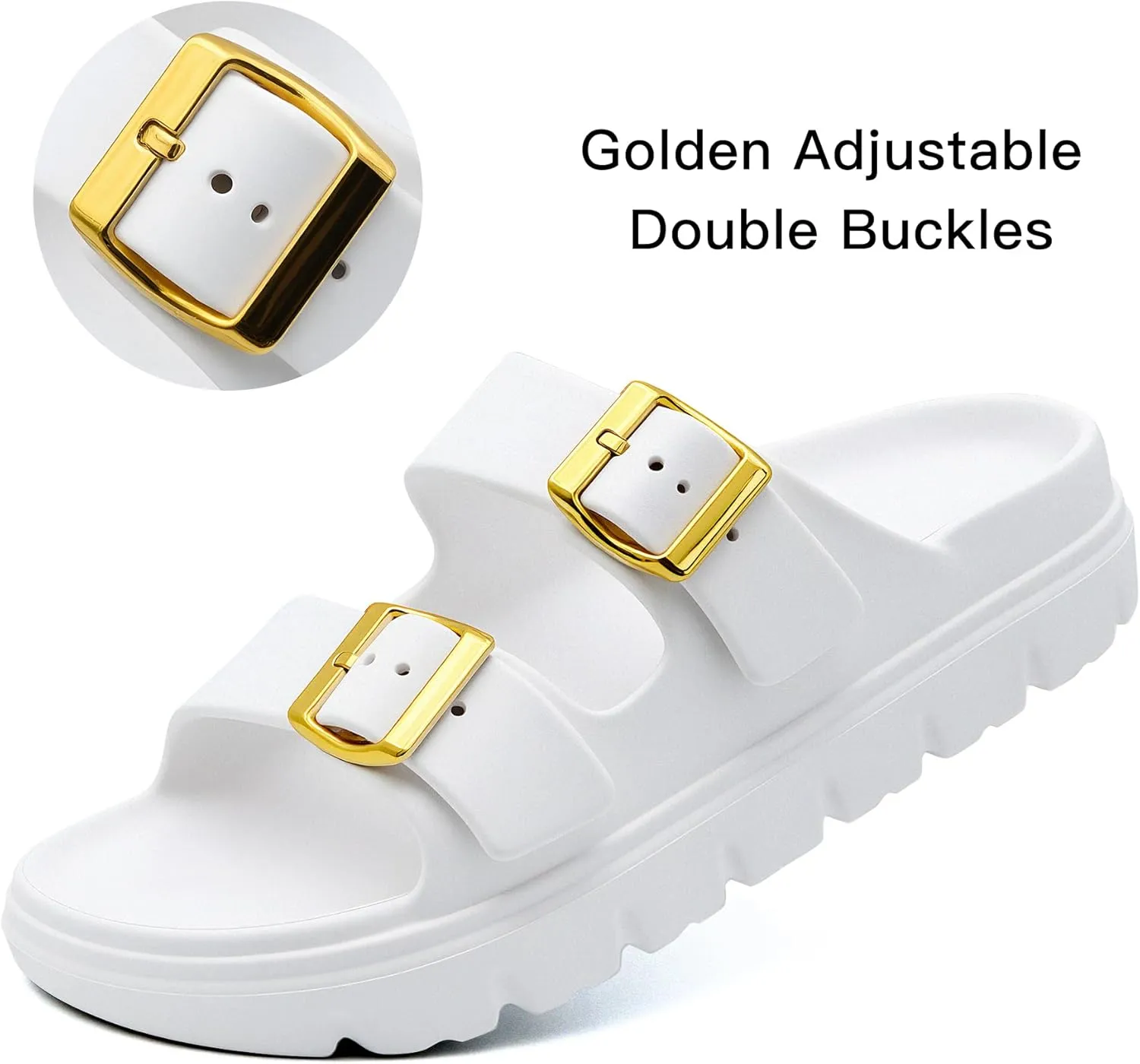 Women's Adjustable Double Strap Orthopedic Sandals - Waterproof High-Resilience EVA Platform Slides with Arch Support, Non Slip Recovery Slippers for Beach Pool Outdoor