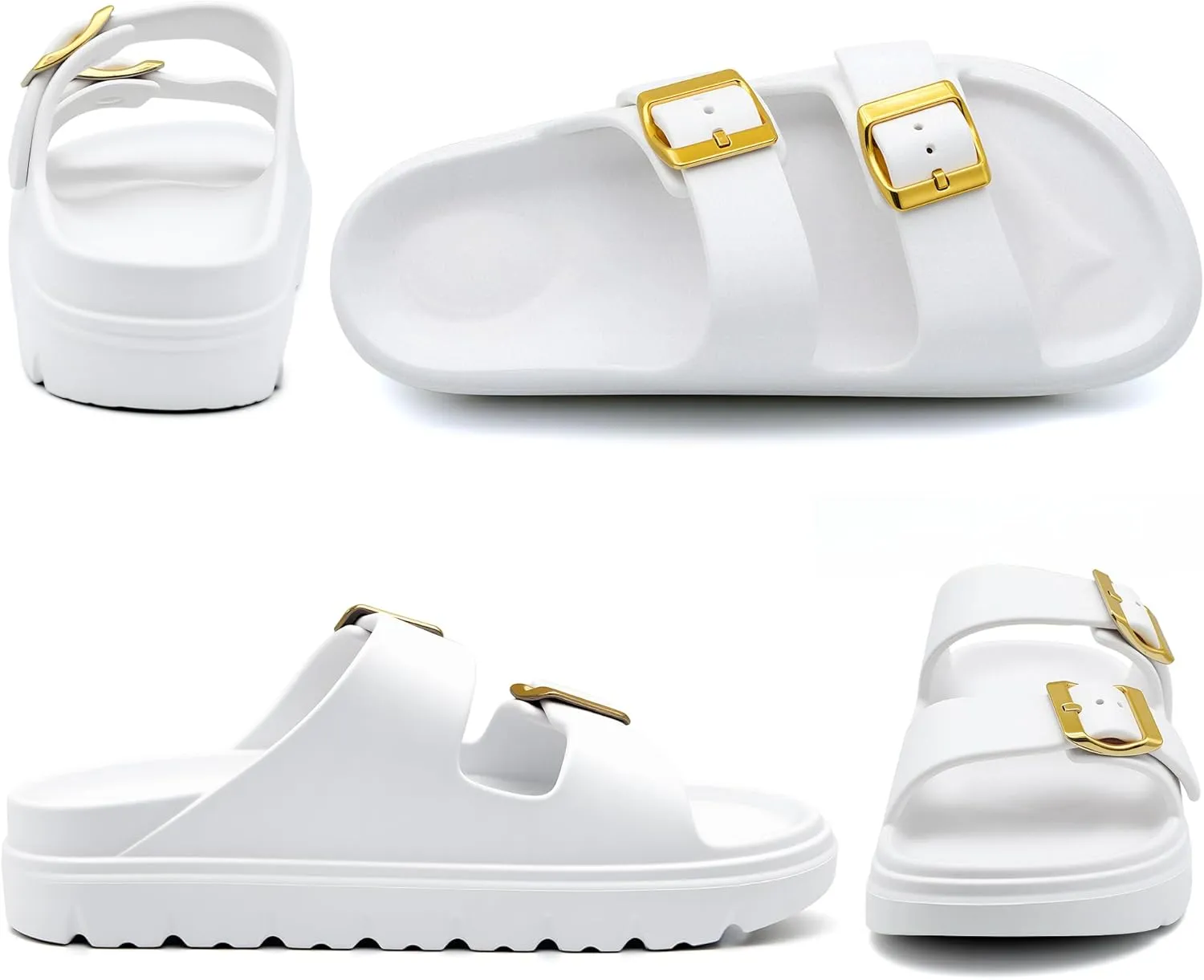Women's Adjustable Double Strap Orthopedic Sandals - Waterproof High-Resilience EVA Platform Slides with Arch Support, Non Slip Recovery Slippers for Beach Pool Outdoor
