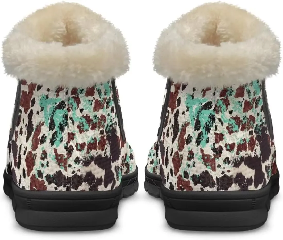 Womens Ankle Booties Faux Fur Lined Snow Boots Warm Comfy Fuzzy Boots Anti-Slip Lightweight Boots Casual Indoor Shoes