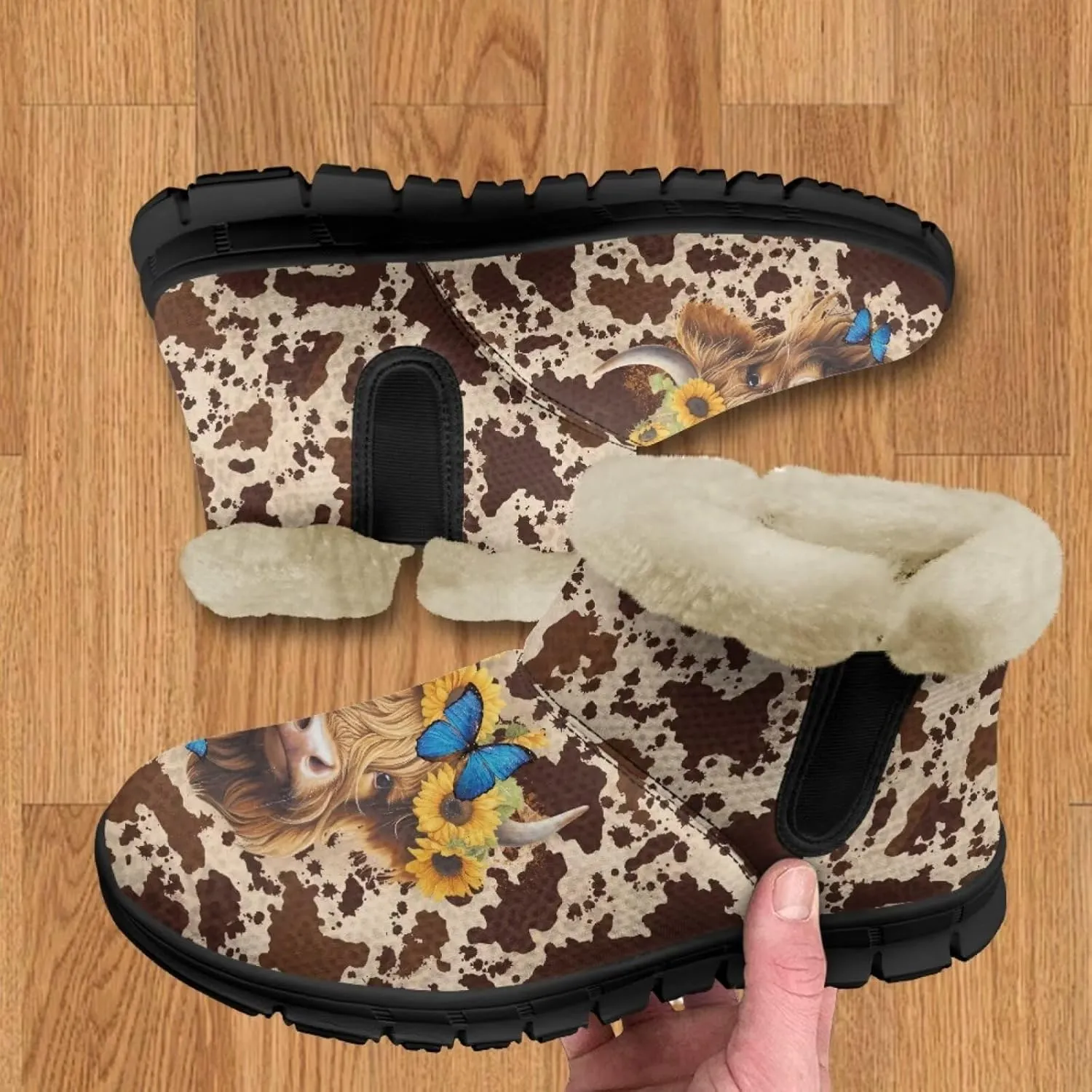 Womens Ankle Booties Faux Fur Lined Snow Boots Warm Comfy Fuzzy Boots Anti-Slip Lightweight Boots Casual Indoor Shoes