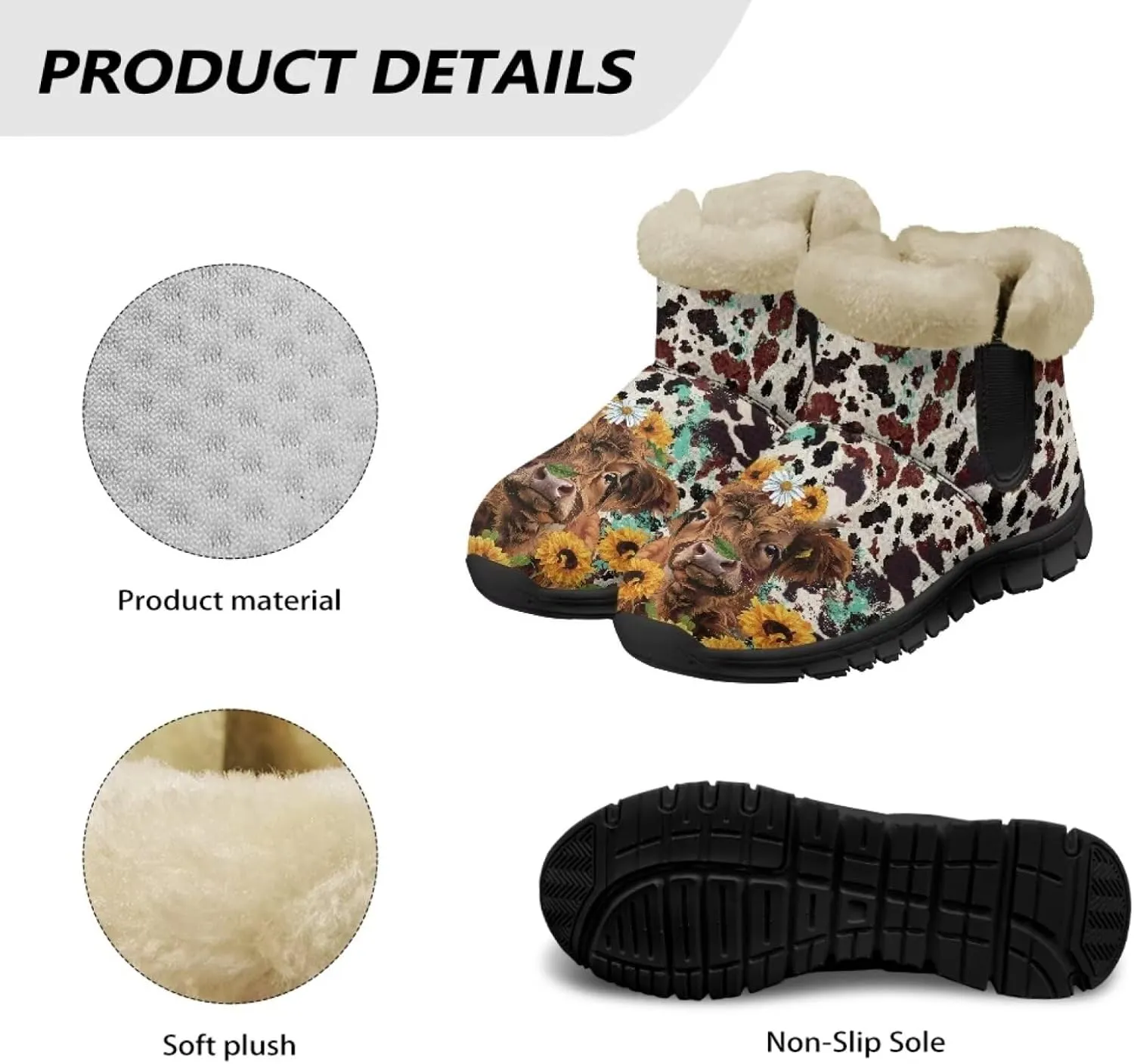 Womens Ankle Booties Faux Fur Lined Snow Boots Warm Comfy Fuzzy Boots Anti-Slip Lightweight Boots Casual Indoor Shoes