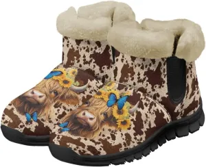 Womens Ankle Booties Faux Fur Lined Snow Boots Warm Comfy Fuzzy Boots Anti-Slip Lightweight Boots Casual Indoor Shoes