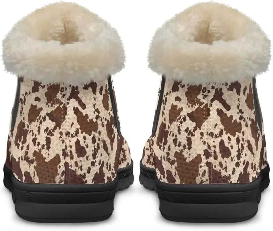 Womens Ankle Booties Faux Fur Lined Snow Boots Warm Comfy Fuzzy Boots Anti-Slip Lightweight Boots Casual Indoor Shoes