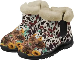 Womens Ankle Booties Faux Fur Lined Snow Boots Warm Comfy Fuzzy Boots Anti-Slip Lightweight Boots Casual Indoor Shoes