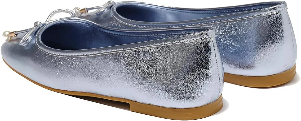 Women's Ballet Flats with Bow Knot & Sparkle Balls Ultra Soft Sole Round Toe Work Travel Casual Outfits Shoes