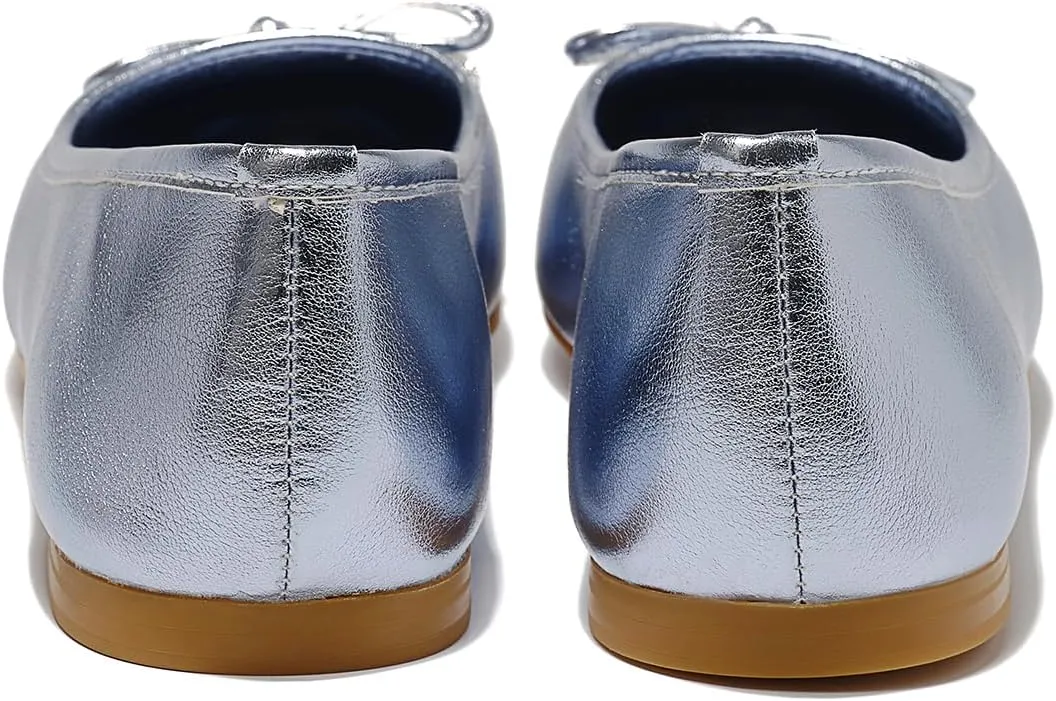 Women's Ballet Flats with Bow Knot & Sparkle Balls Ultra Soft Sole Round Toe Work Travel Casual Outfits Shoes