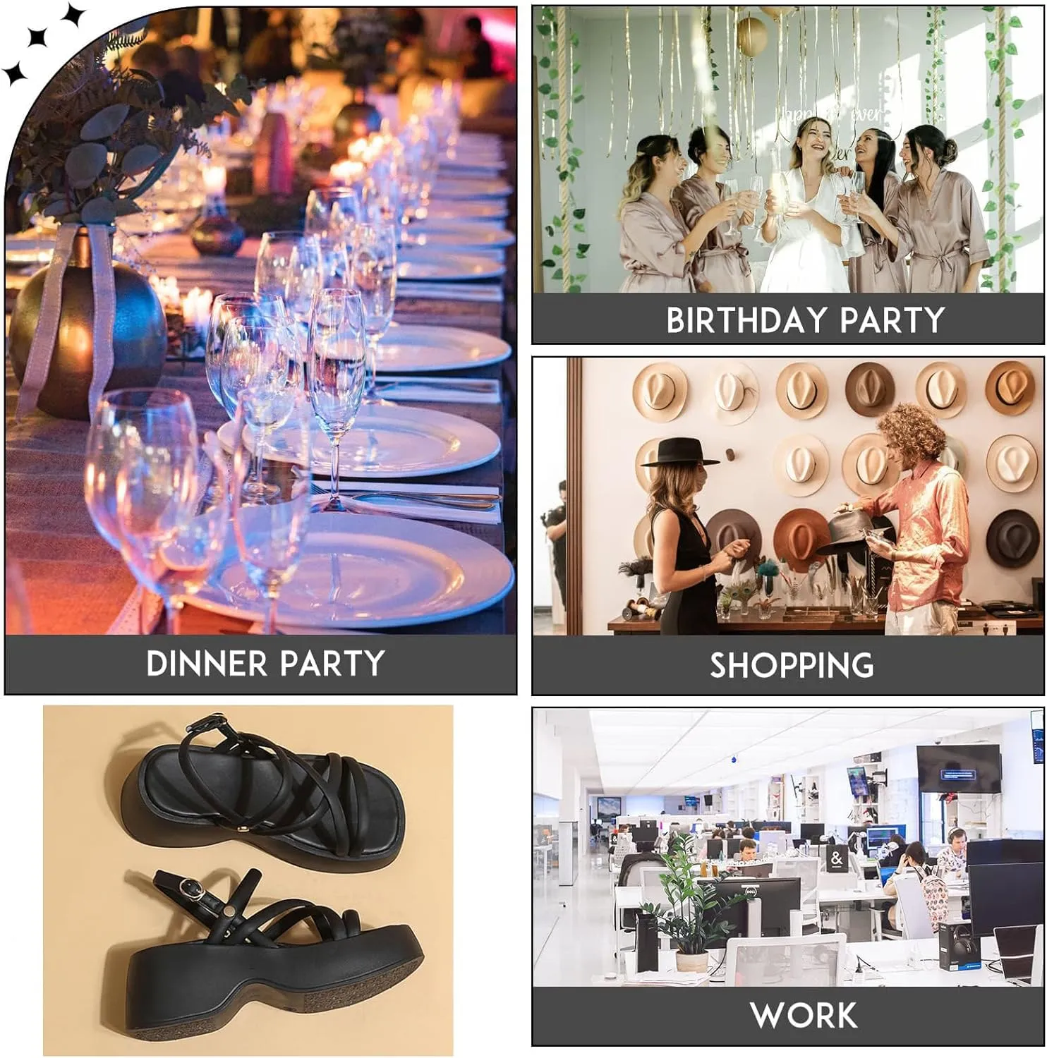 Women's Chunky Heel Platform Cross Strap Sandals with Ankle Strap Summer Fashion Square Open Toe Increase Height Wedge Heel Dress Sandals for Party Wedding Work