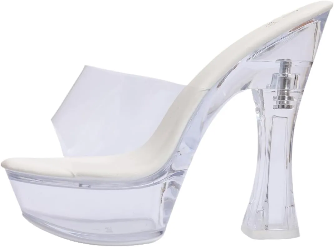 Women's Clear Acrylic Platform Sandals, 14 cm Heel, 4.5 cm Platform, Sizes 35-43