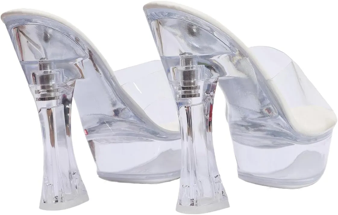 Women's Clear Acrylic Platform Sandals, 14 cm Heel, 4.5 cm Platform, Sizes 35-43