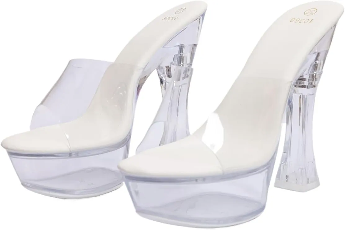 Women's Clear Acrylic Platform Sandals, 14 cm Heel, 4.5 cm Platform, Sizes 35-43