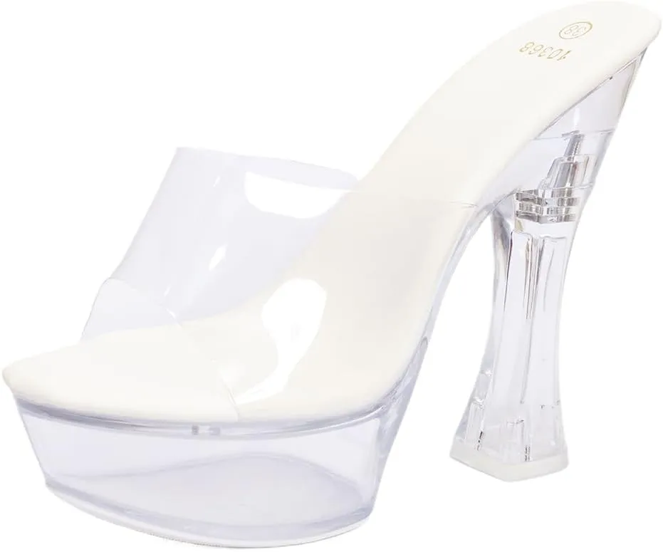 Women's Clear Acrylic Platform Sandals, 14 cm Heel, 4.5 cm Platform, Sizes 35-43