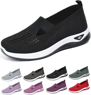 Women's Comfortable Breathable Knitted Sneakers, Cut-Out Woven Orthopedic Sneakers, Slip-On Sneakers for Women