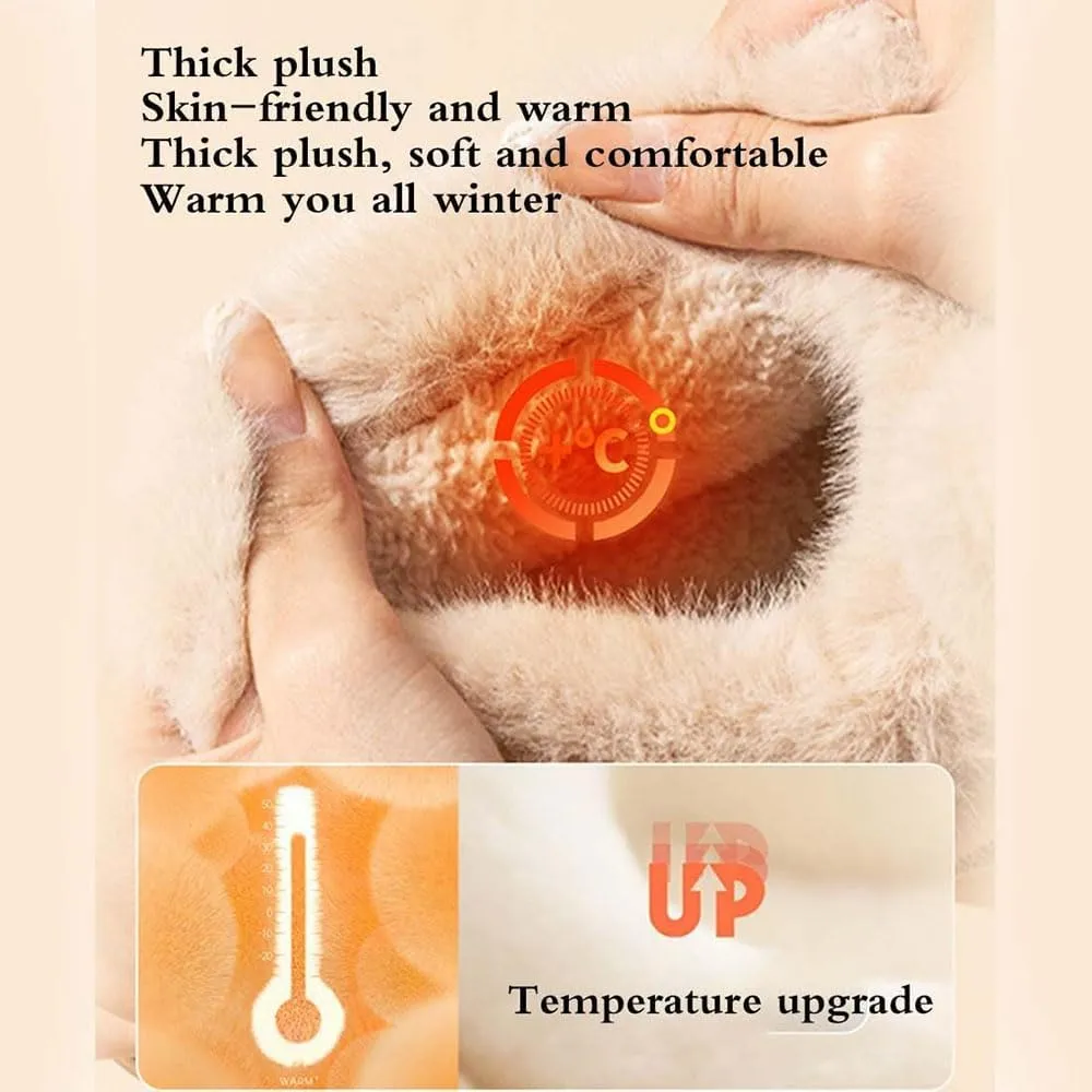 Women's Cute Bowknot Design Plush Lined Slipper, Winter Warm Anti-Skid Waterproof Thick Sole House Boots, Casual Comfortable Furry Bow Slippers
